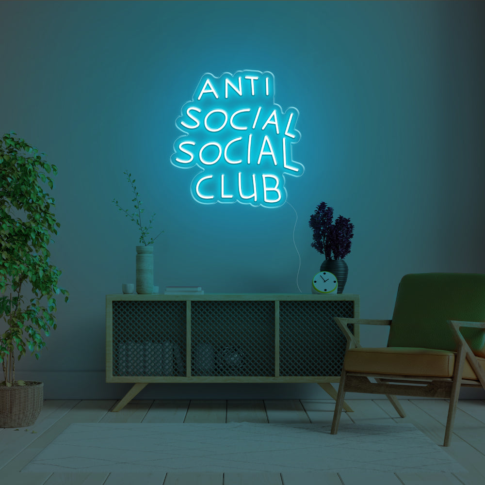 Anti Social Social Club LED Neon Sign 50cm wide x 51cm Dark Blue