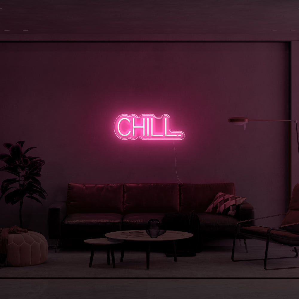 Large Bright Pink “CHILL” LED Light Sign Wall Decoration high quality