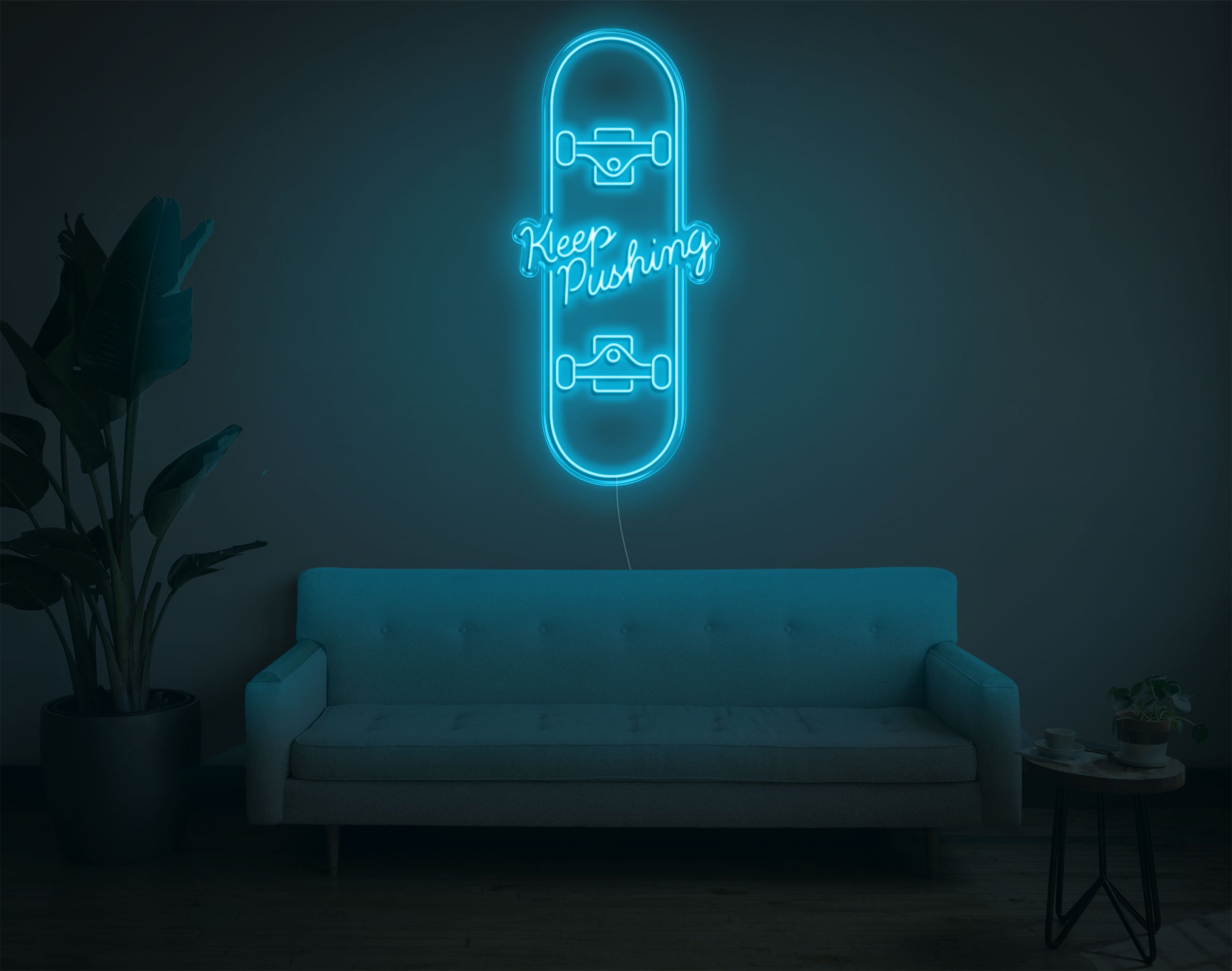 Keep Pushing Skateboard LED Neon Sign