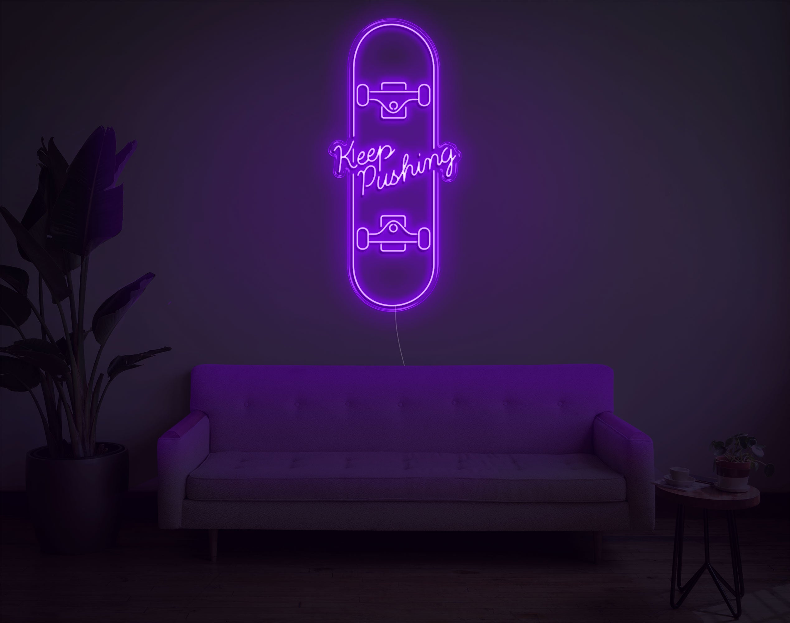 Keep Pushing Skateboard LED Neon Sign