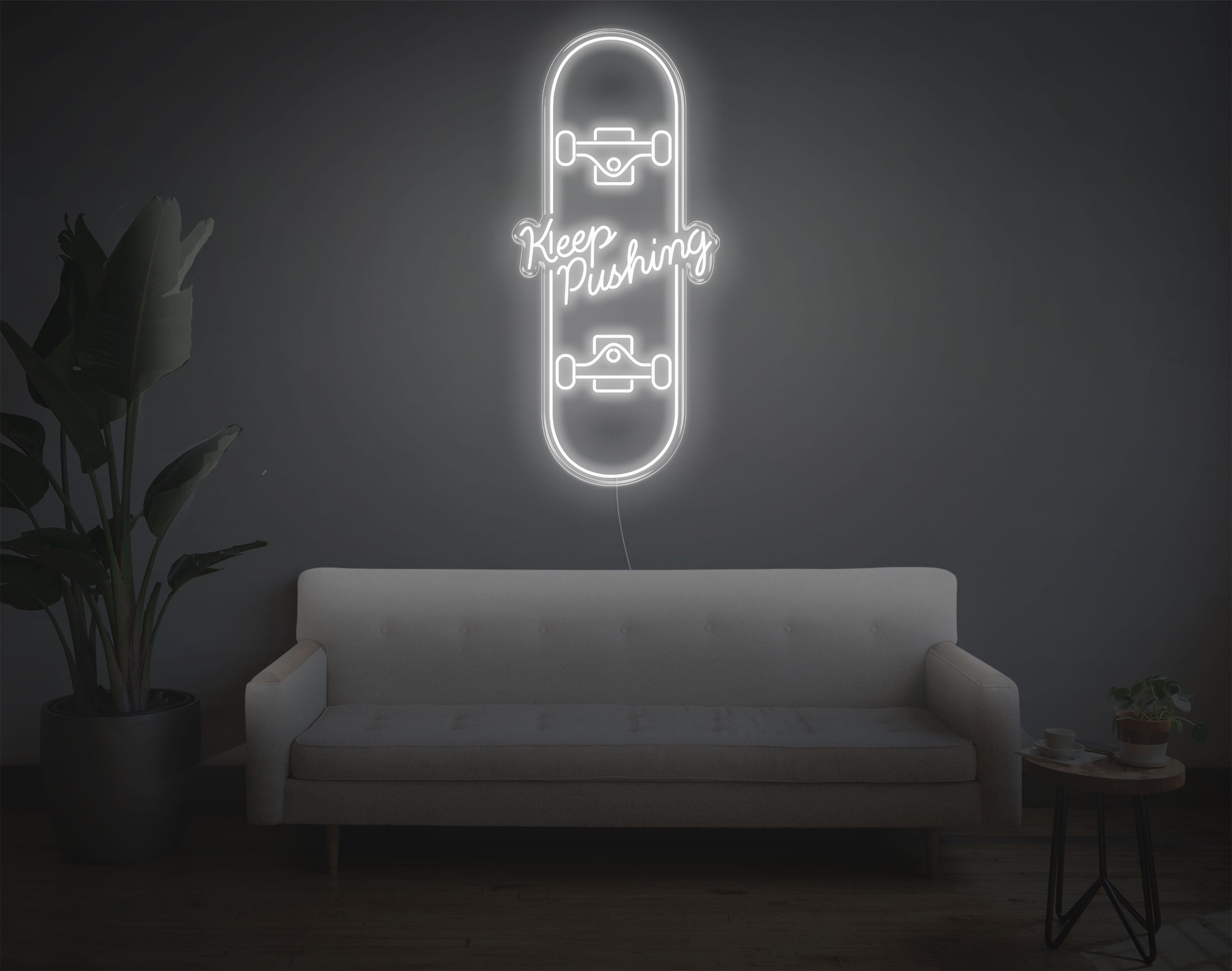 Keep Pushing Skateboard LED Neon Sign