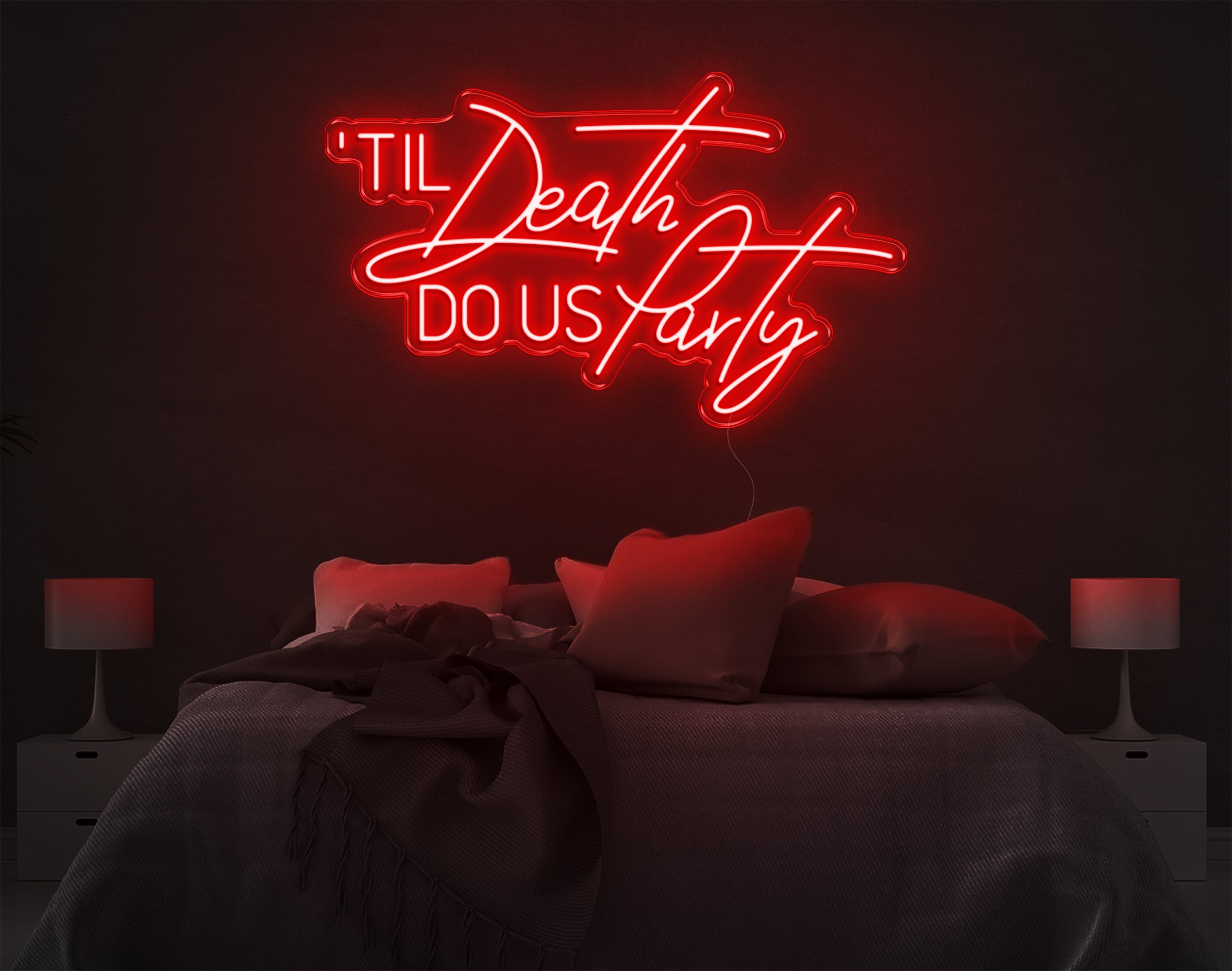 Bright Orange “Til’ Death Do Us Party” LED Night fashion Light Love Room Decoration