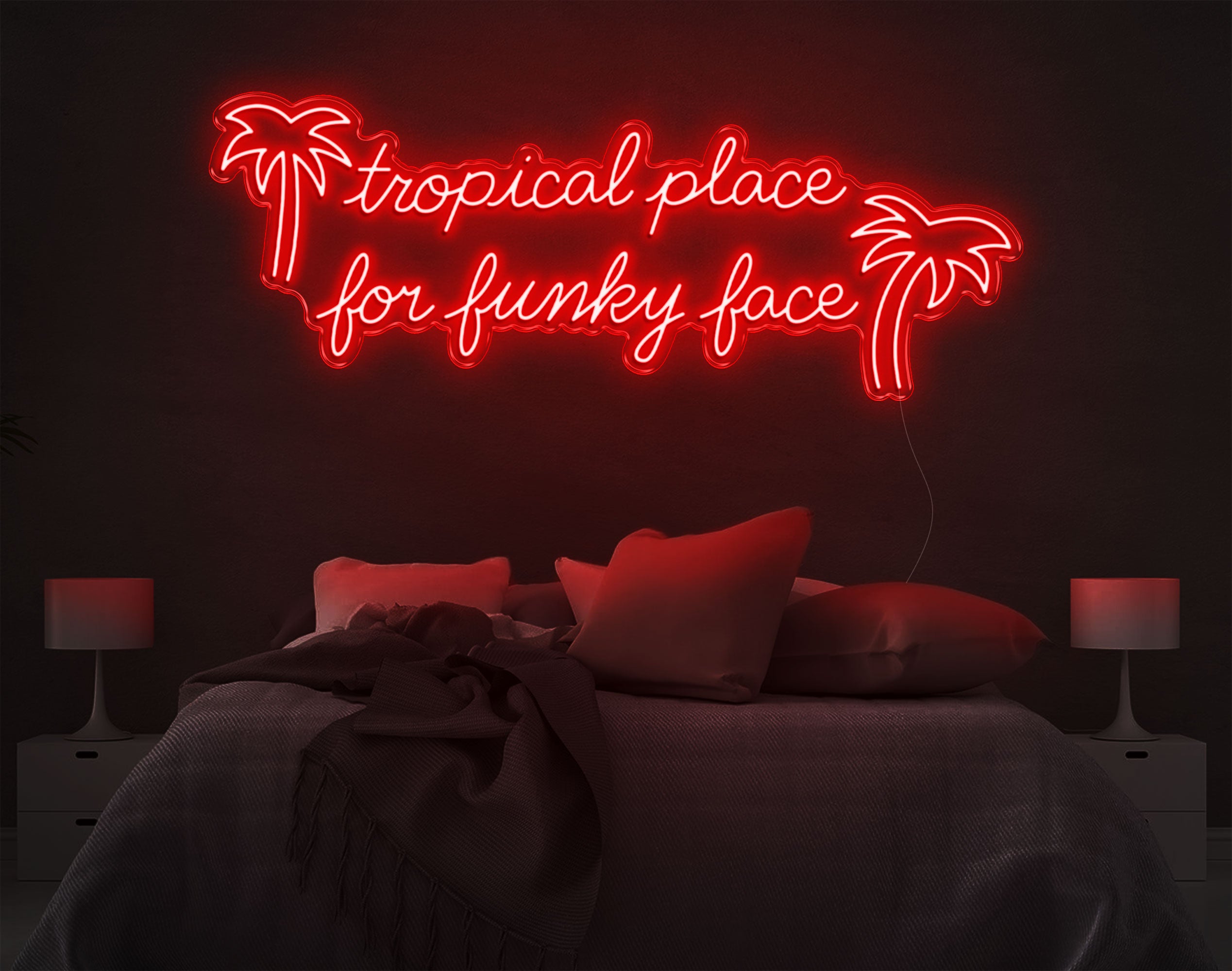 Tropical Place For Funky Face LED Neon Sign